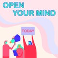 Conceptual display Open Your Mind. Business showcase Be openminded Accept new different things ideas situations Royalty Free Stock Photo