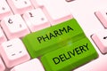 Conceptual caption Pharma Delivery. Business approach getting your prescriptions mailed to you directly from the