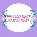 Inspiration showing sign Procurement Management. Word for buying Goods and Services from External Sources