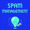 Inspiration showing sign Spam Management. Business showcase help reduce or filter the amount of spam in your inbox