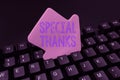 Inspiration showing sign Special Thanks. Concept meaning appreciating something or someone in a most unique way Typing Royalty Free Stock Photo