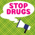 Inspiration showing sign Stop Drugs. Business showcase put an end on dependence on substances such as heroin or cocaine Royalty Free Stock Photo