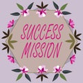 Inspiration showing sign Success Mission. Concept meaning getting job done in perfect way with no mistakes Task made Royalty Free Stock Photo