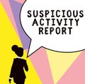 Text showing inspiration Suspicious Activity Report. Word Written on account or statement describing the danger and risk Royalty Free Stock Photo