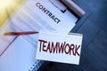 Inspiration showing sign Teamwork. Internet Concept combined action of group especially when effective and efficient Royalty Free Stock Photo