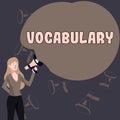 Inspiration showing sign Vocabulary. Business approach collection of words and phrases alphabetically arranged and Royalty Free Stock Photo