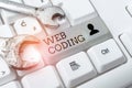Inspiration showing sign Web Coding. Business idea work involved in developing a web site for the Internet Abstract Royalty Free Stock Photo