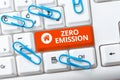 Sign displaying Zero Emission. Business overview Engine Motor Energy Source that emits no waste products Adult Holding Royalty Free Stock Photo