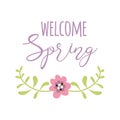 Inspiration spring quote Welcome Spring gentle floral wreath decorative Vector text Graphic collection