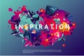 Inspiration trendy poster. Presentation cover template with abstract shapes and crystal. Modern organic surface with