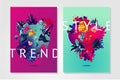 Inspiration trendy poster. Presentation cover template with abstract shapes and crystal. Modern organic surface with