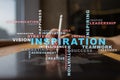 Inspiration words cloud on the virtual screen. Royalty Free Stock Photo
