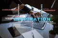 Inspiration words cloud on the virtual screen. Royalty Free Stock Photo