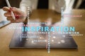 Inspiration words cloud on the virtual screen. Royalty Free Stock Photo