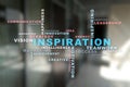 Inspiration words cloud on the virtual screen. Royalty Free Stock Photo