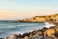 Inspirational beautiful sunrise in Greek town Paleochora Royalty Free Stock Photo