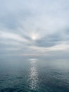 Inspirational calm sea with sunset sky. Meditation ocean and sky background. Colorful horizon over the water Royalty Free Stock Photo