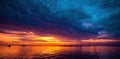 Inspirational calm sea with sunset sky. Meditation ocean and sky background. Colorful horizon over the water Early