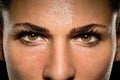 Inspirational close up of determined and passionate athlete, confident powerful eyes staring intense with conviction during workou Royalty Free Stock Photo