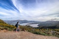 Inspirational concept image of a person standing on top