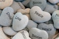 Inspirational heart shaped stones in basket