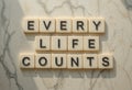 Inspirational Message on Marble Background Featuring Every Life Counts Royalty Free Stock Photo