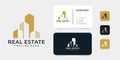 Inspirational modern real estate logo design with business card vector template Royalty Free Stock Photo