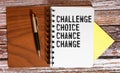 Inspirational and Motivational Concept - challenge choice chance change text background Royalty Free Stock Photo