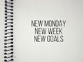 Inspirational and Motivational Concept - New monday new week new goals text background. Stock photo. Royalty Free Stock Photo