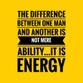 Ability Quote. Inspirational motivational quote. Black text over yellow background