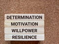 Inspirational and motivational quote of determination motivation willpower resilience background. Stock photo. Royalty Free Stock Photo