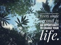 Inspirational motivational quote- Every single second is an opportunity to change your life. With beautiful nature of various