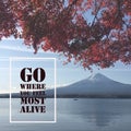 Inspirational motivational quote `go where you feel most alive`