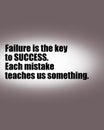 Inspirational Motivational Quote, Life Wisdom - Failure is the key to success Royalty Free Stock Photo