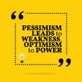 Inspirational motivational quote. Pessimism leads to weakness, o