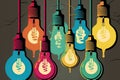 Inspirational Pop Art Ideas Inspired by Retro Light Bulbs Royalty Free Stock Photo