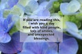Inspirational quote - If you are reading this, i wish you a day filled with kind people, lots of smiles, unexpected blessings. Royalty Free Stock Photo