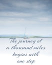Inspirational quote, motivational quote, lettering quote, modern calligraphy, typography - the journey of a thousand miles begins