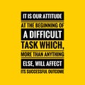 Attitude Quote. Inspirational motivating quote on yellow background. Inspirational quote, motivational quote for wall post.