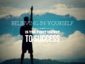 Inspirational quotes- Believing in yourself is the first secret to success. Blurred nature background. Royalty Free Stock Photo