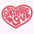 Inspirational selflove groovy lettering in heart