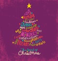 Inspirational word cloud Christmas tree greeting card design Royalty Free Stock Photo