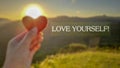 inspirational words of love yourself with nature background Royalty Free Stock Photo