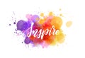 Inspire handwritten message on watercolor splash