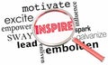 Inspire Motivate Excite Empower Magnifying Glass Collage Words 3 Royalty Free Stock Photo