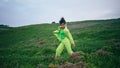 Inspired woman dancing nature. African american girl performing modern dance. Royalty Free Stock Photo