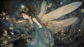 Art nouveau fairy illustration in a magical forest desktop wallpaper screensaver Royalty Free Stock Photo