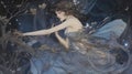 Art nouveau fairy illustration in a magical forest desktop wallpaper screensaver Royalty Free Stock Photo