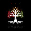 Inspired colorful tree logo with a modern design. Concept of colorful leafy tree vector illustration Royalty Free Stock Photo