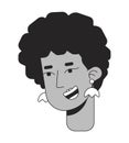 Inspired retro afro hair woman black and white 2D line cartoon character head